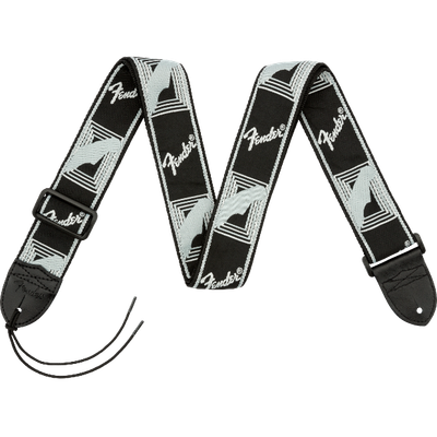 Fender Monogrammed Strap, Black/Light Grey/Dark Grey, 2"