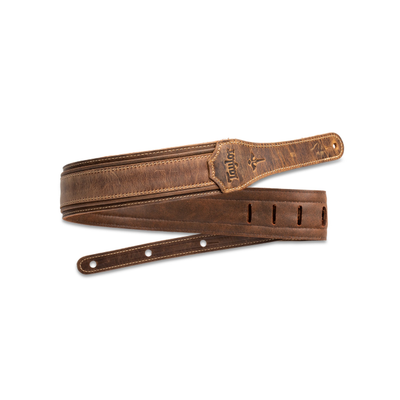 Taylor Wings Distressed Leather Guitar Strap Dark Brown