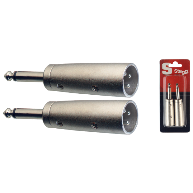 Stagg Male Mono Phone-Plug/Asymetrical Male XLR Adaptor 2 Pack