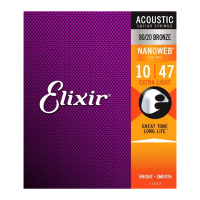 Elixir 11002 80/20 Bronze Acoustic w/NANOWEB Extra Light 10-47