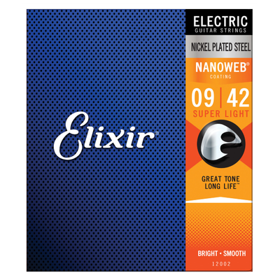 Elixir 12002 Nickel Plated Steel NANOWEB Super Light 9-42