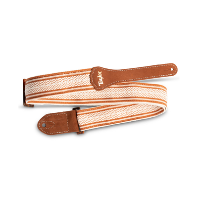 Taylor 2" Academy Jacquard Leather Guitar Strap White/Brown