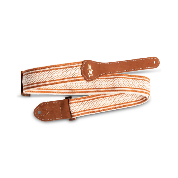 Taylor 2" Academy Jacquard Leather Guitar Strap White/Brown