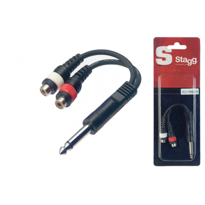 Stagg 1 x Male Mono Phone Plug/2 x Female RCA Plug Adaptor
