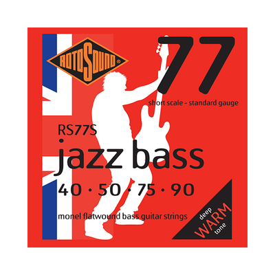 RotoSound Jazz Bass 77 Monel Flatwound Standard Short Scale Bass Strings 40-90