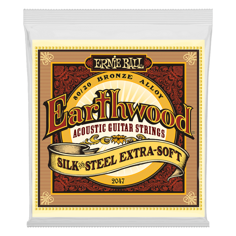 Ernie Ball 2047 Earthwood Silk & Steel Extra Soft 80/20 Bronze  - 10-50