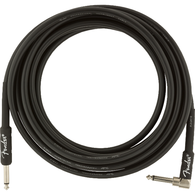 Fender Professional Series Instrument Cable, Straight-Angle, 15', Black