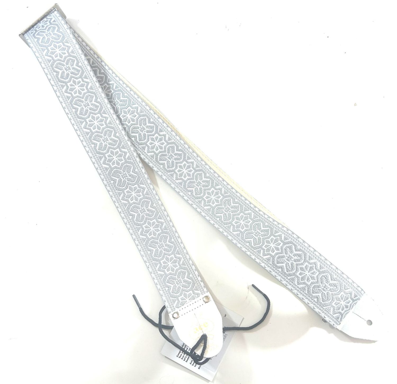 D'Andrea Ace Embossed Guitar Strap - White on White