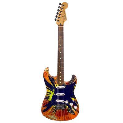 Fender FSR Splattercaster Standard Stratocaster 2003 Violet, Graffiti Yellow, Dakota Red, and Orange Drop over Surf Green W/HSC (Used)