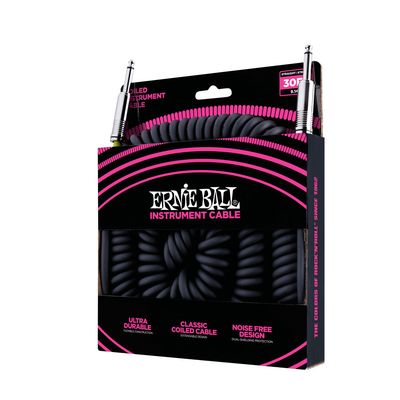Ernie Ball Coiled Instrument Cable Straight/Straight 30ft - Black