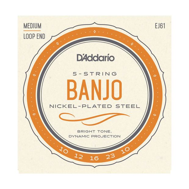 D'Addario EJ61 Nickel Wound Banjo Strings - 10-23 Medium 5-String