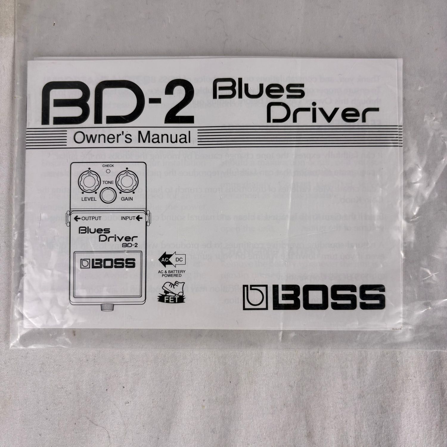 Boss BD-2 Blues Driver Owner's Manual (Used)