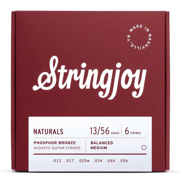Stringjoy 13-56 Medium Gauge Naturals Phosphor Bronze Acoustic Guitar Strings
