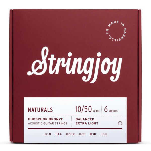 Stringjoy 10-50 Extra Light Gauge Naturals Phosphor Bronze Acoustic Guitar Strings