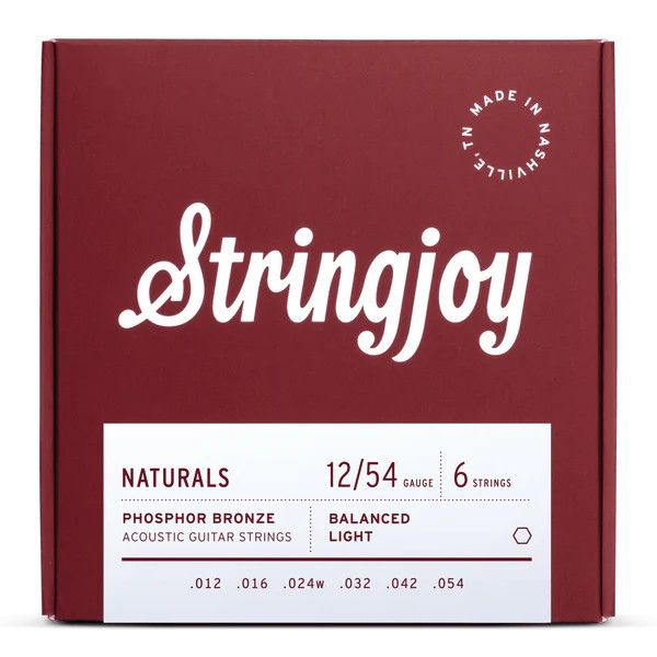 Stringjoy 12-54 Light Gauge Naturals - Phosphor Bronze Acoustic Guitar Strings
