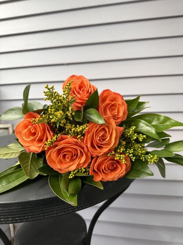 Half Dozen Roses & Hand Painted Card