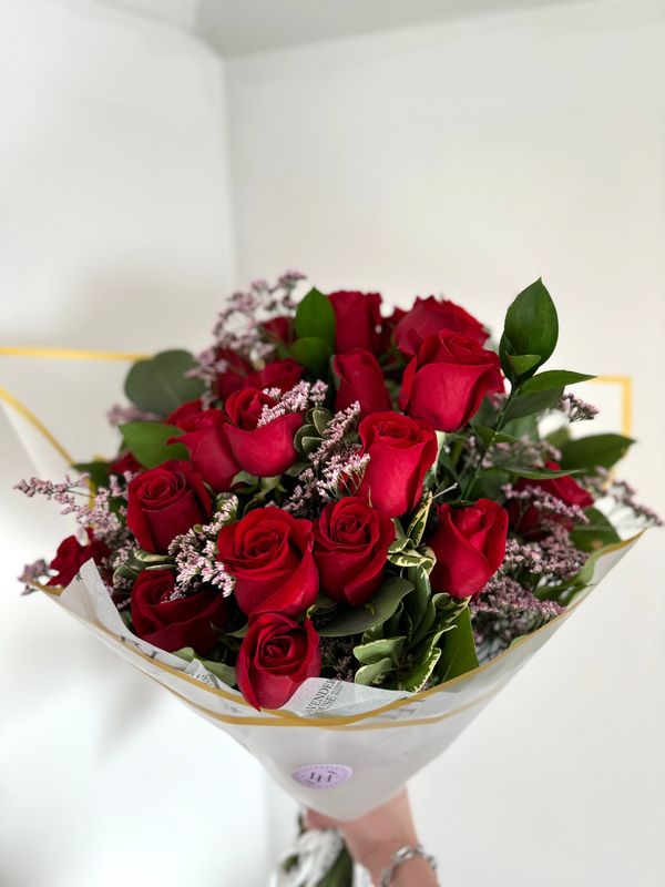 Two Dozen (24) Long Stem Red Roses (Wrapped)
