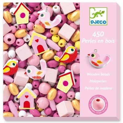 450 Perles en bois - Oiseaux