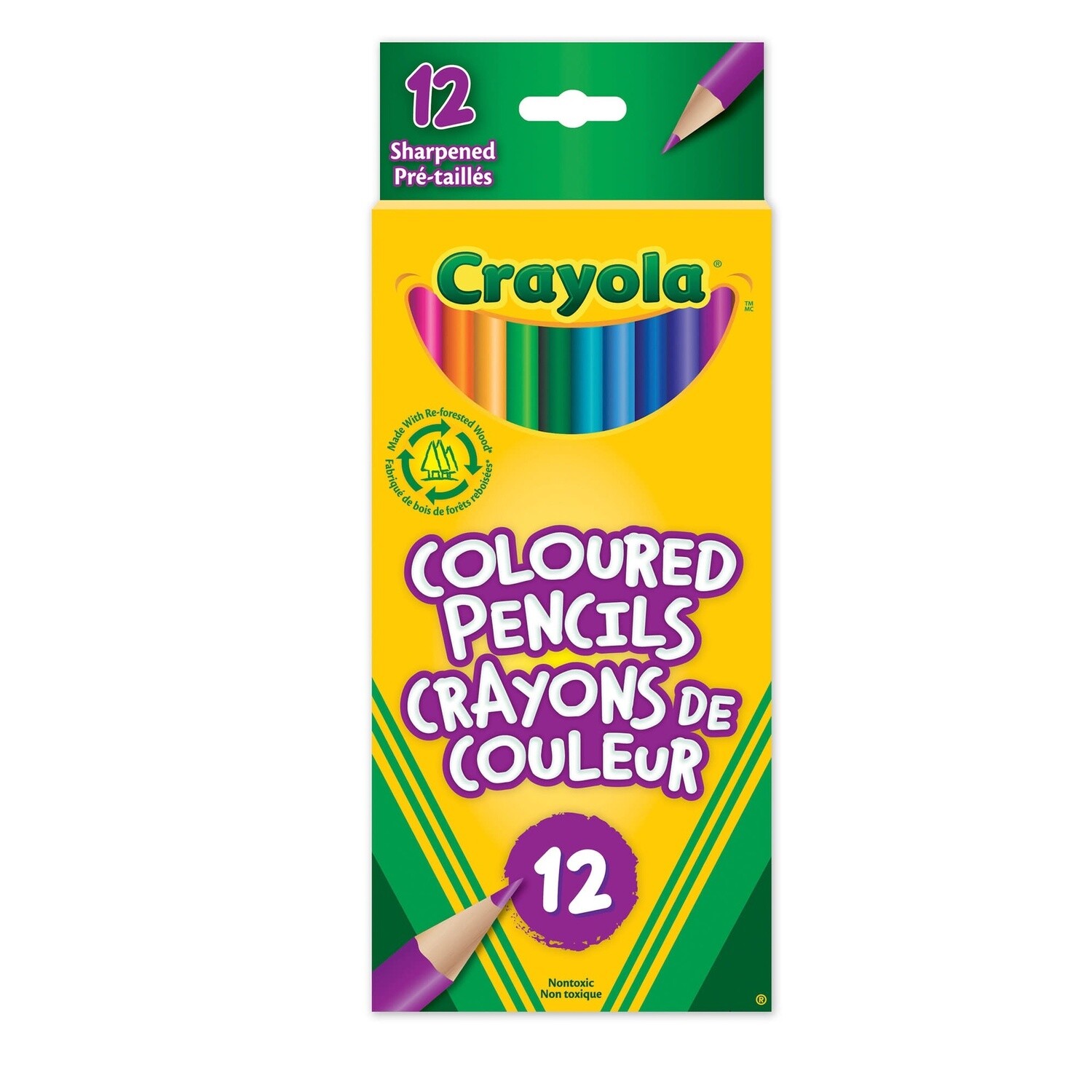 12 Crayons de couleur en bois