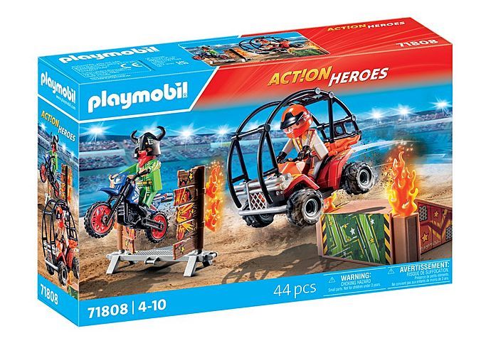 Duo de cascadeurs avec quad, moto et tremplins 71808
