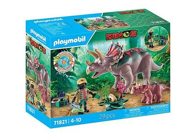 Tricératops avec bébé, oeuf et explorateur 71821