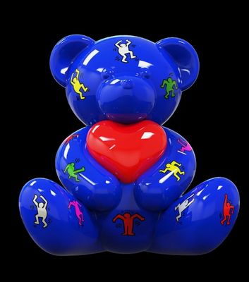 Gacko Bear Love pop art Keith HaringBlue