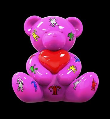 Gacko Bear Love pop art Keith Haring Pink