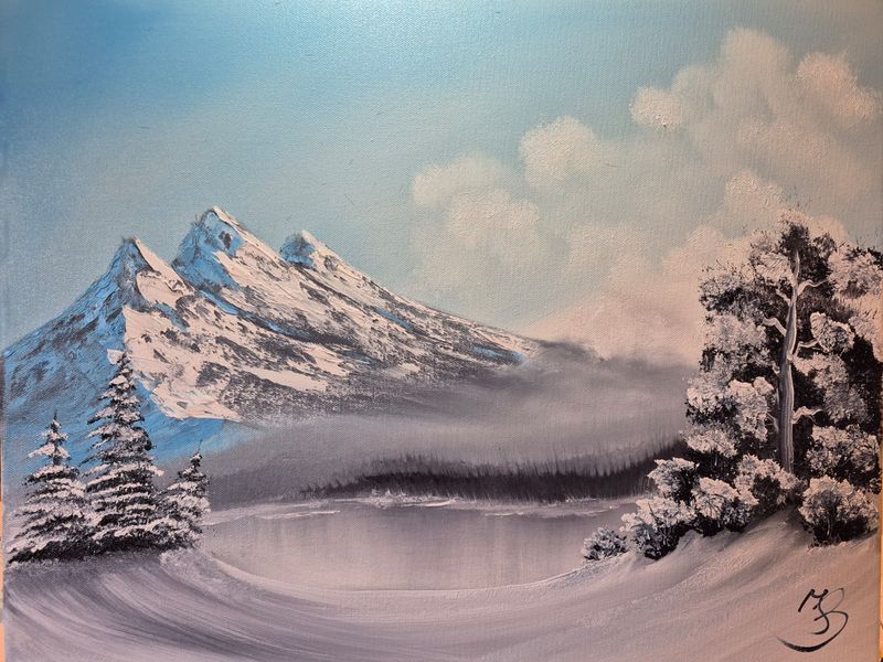 Kurs am 20. Dezember: Majestätische Winterberge nach Bob Ross