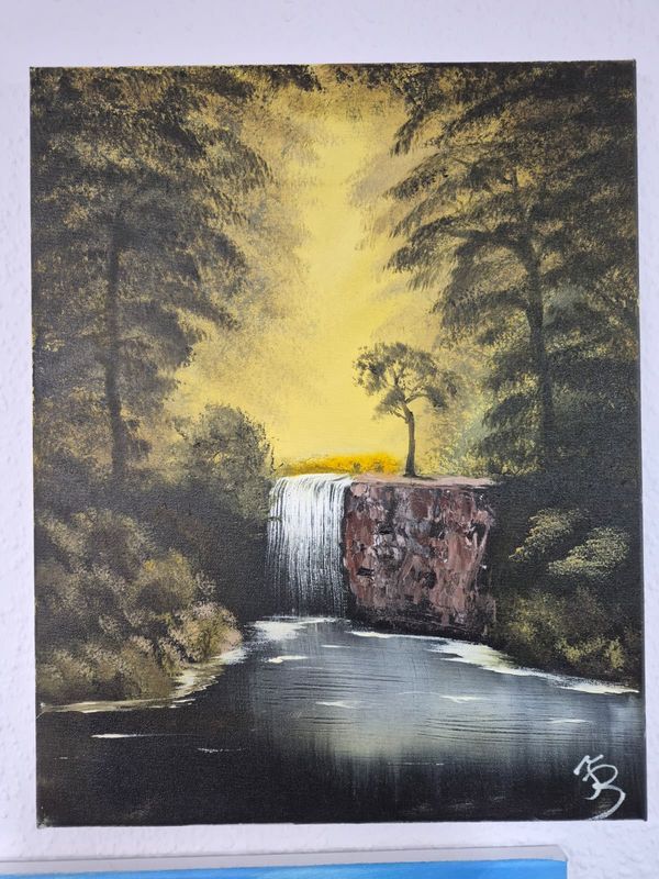 Malkurs am 23.05. - Sonnenglanz am Wasserfall nach Bob Ross