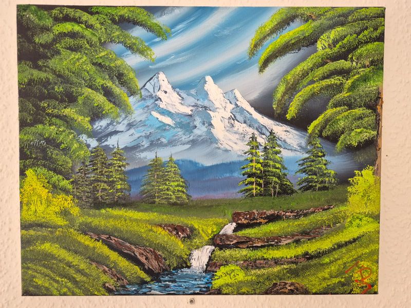 Malkurs am 20.06. - Goldener Wasserfall nach Bob Ross