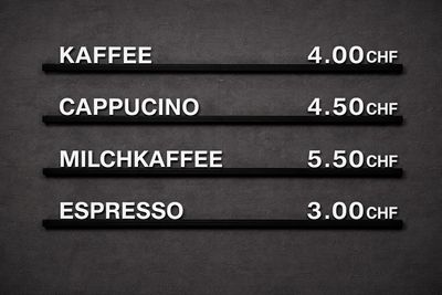Modulares Menüboard mit steckbaren Buchstaben