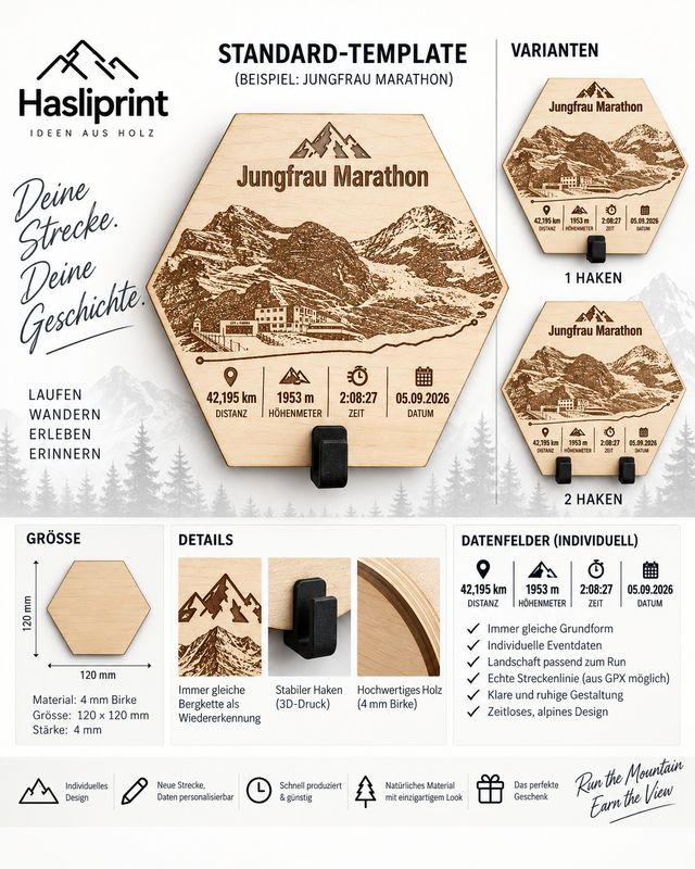 Personalisierter Medaillenhalter aus Holz – Dein Run