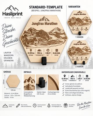 Personalisierter Medaillenhalter aus Holz – Dein Run