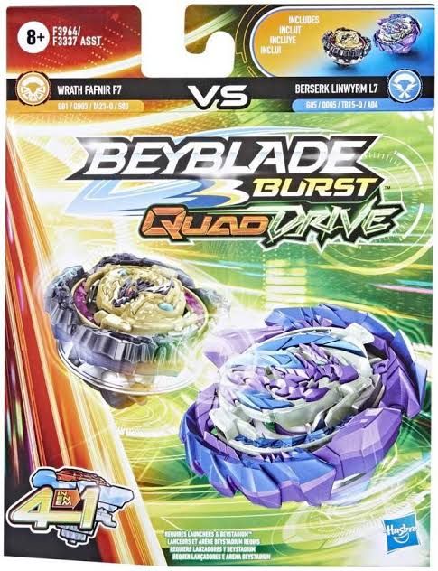 Beyblade Quad Drive Dual Pack - Wrath Fafnie F7 Vs Beserk Linwyrm L7 Beyblade Quad Drive Dual Pack - Wrath Fafnie F7 Vs Beserk Linwyrm L7