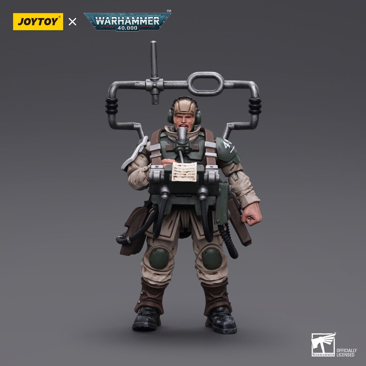Warhammer Collectibles: 1/18 Scale Astra Militarum Cadian Command Squad Veteran with Master Vox Warhammer Collectibles: 1/18 Scale Astra Militarum Cadian Command Squad Veteran with Master Vox