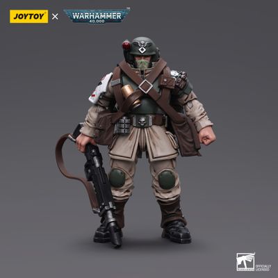 Warhammer Collectibles: 1/18 Scale Astra Militarum Cadian Command Squad Veteran with Medi-pack Warhammer Collectibles: 1/18 Scale Astra Militarum Cadian Command Squad Veteran with Medi-pack