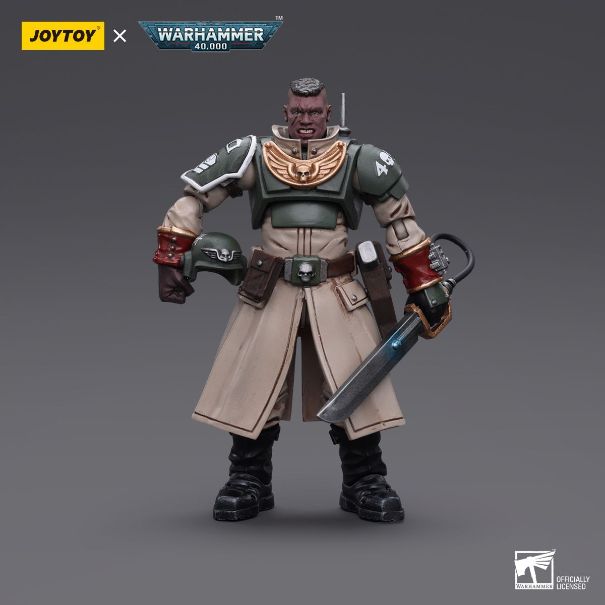 Warhammer Collectibles: 1/18 Scale Astra Militarum Cadian Command Squad Commander with Power Sword Warhammer Collectibles: 1/18 Scale Astra Militarum Cadian Command Squad Commander with Power Sword