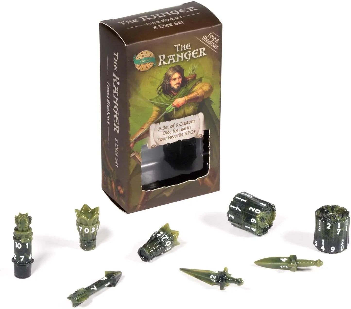 PolyHero Dice - Ranger 8 Dice Set Forest Shadows