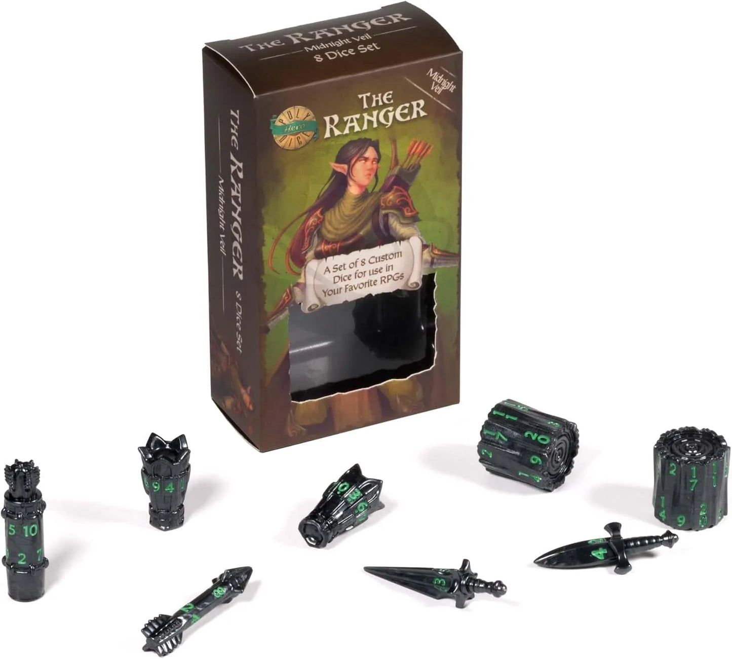 PolyHero Dice - Ranger 8 Dice Set Midnight Veil