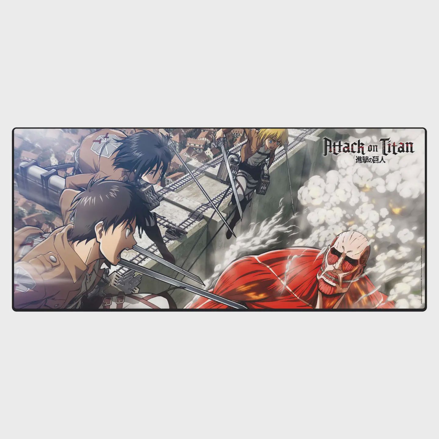 Attack On Titan Eren Vs Colossal Titan Xxl Mousepad 35&quot; X 16