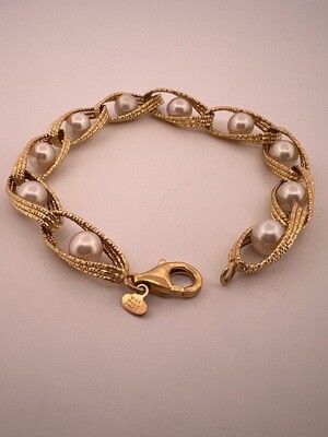 14kt Yellow Gold White Pearl Bracelet