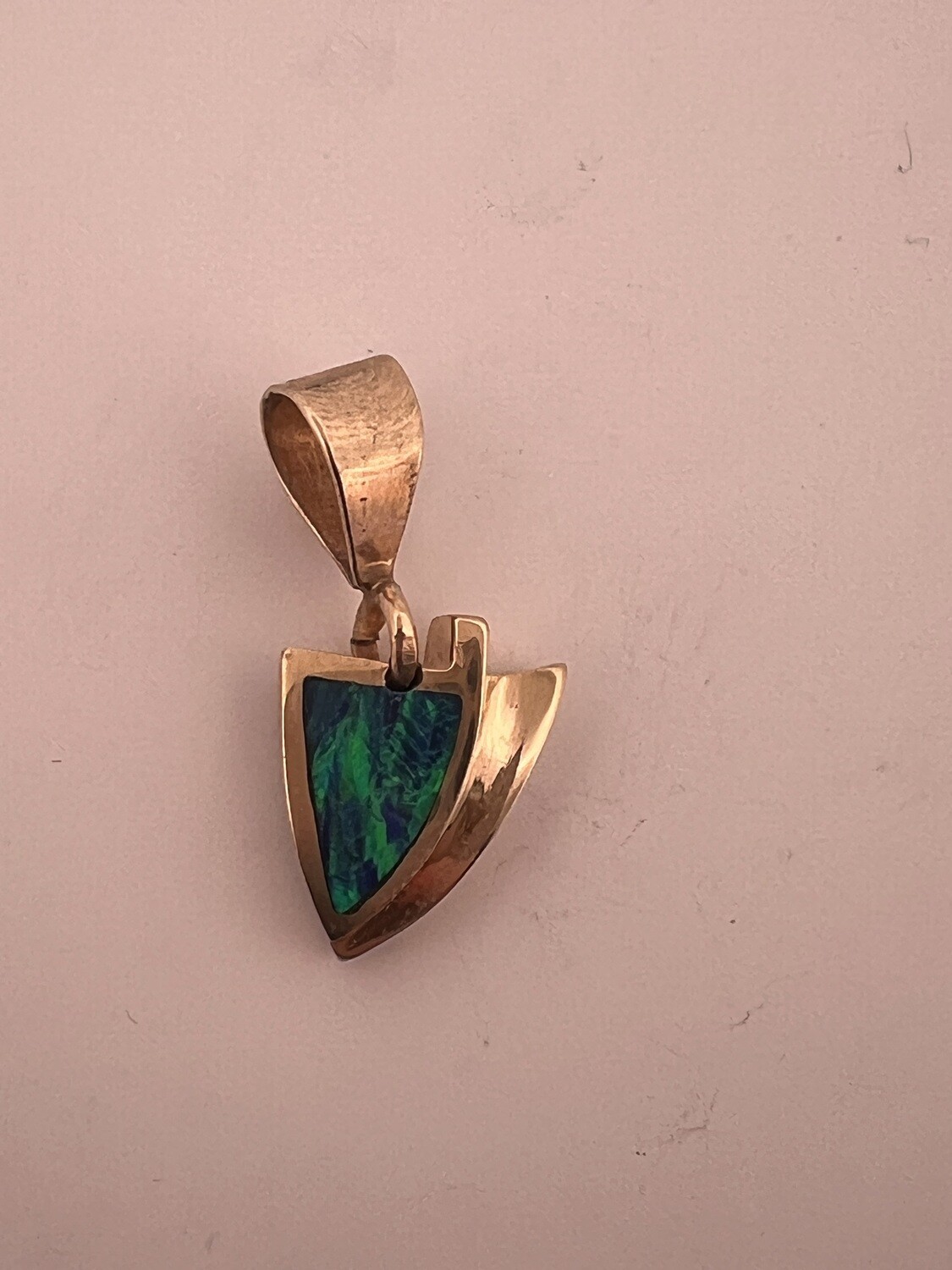 14kt Yellow Gold Black Opal Inlay Free Form Pendant