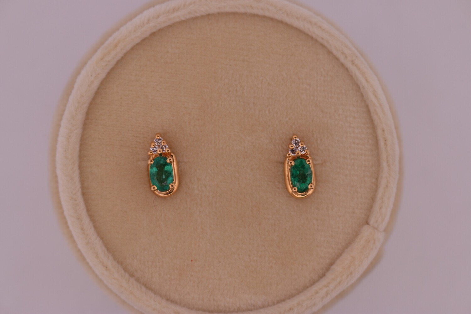 14ky Emerald & Diamond Stud Earrings