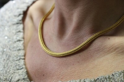 22k Gold Hand Woven Necklace 18"