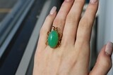 Handmade 18kt Yellow Gold GIA Chrysoprase Ring