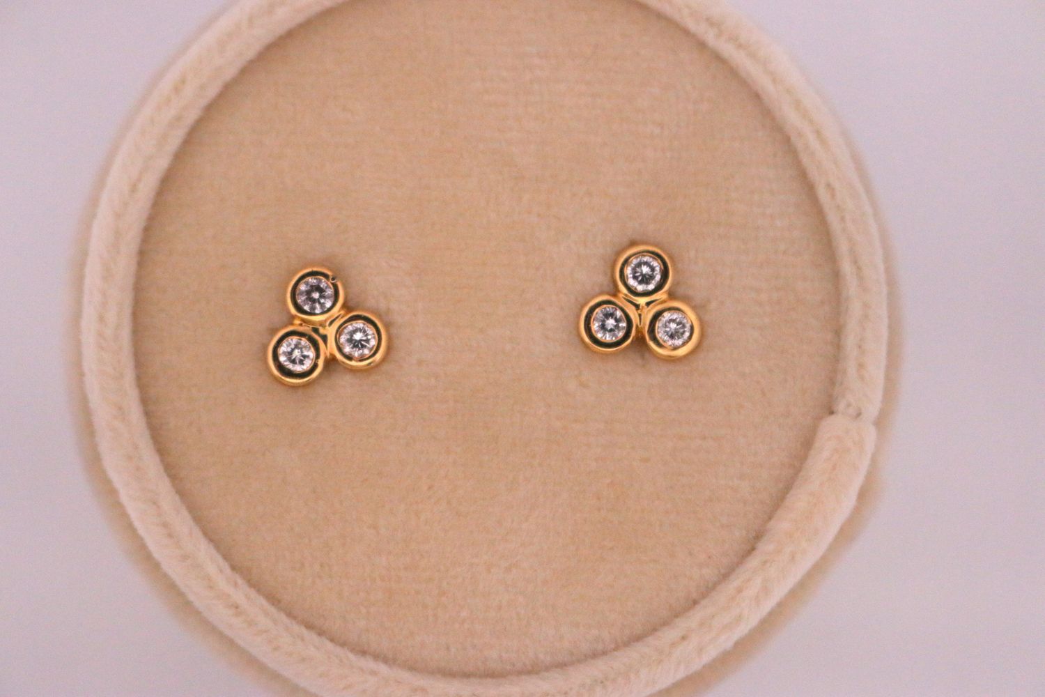 18ky Bezel 1/2ctw Diamond Trio Earrings