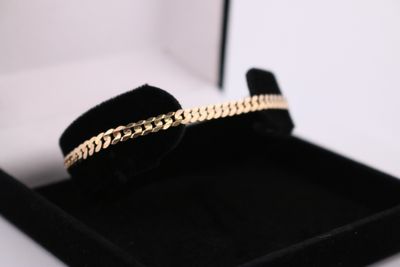 14ky Flat Concave Curb Linked Bracelet 7.5''