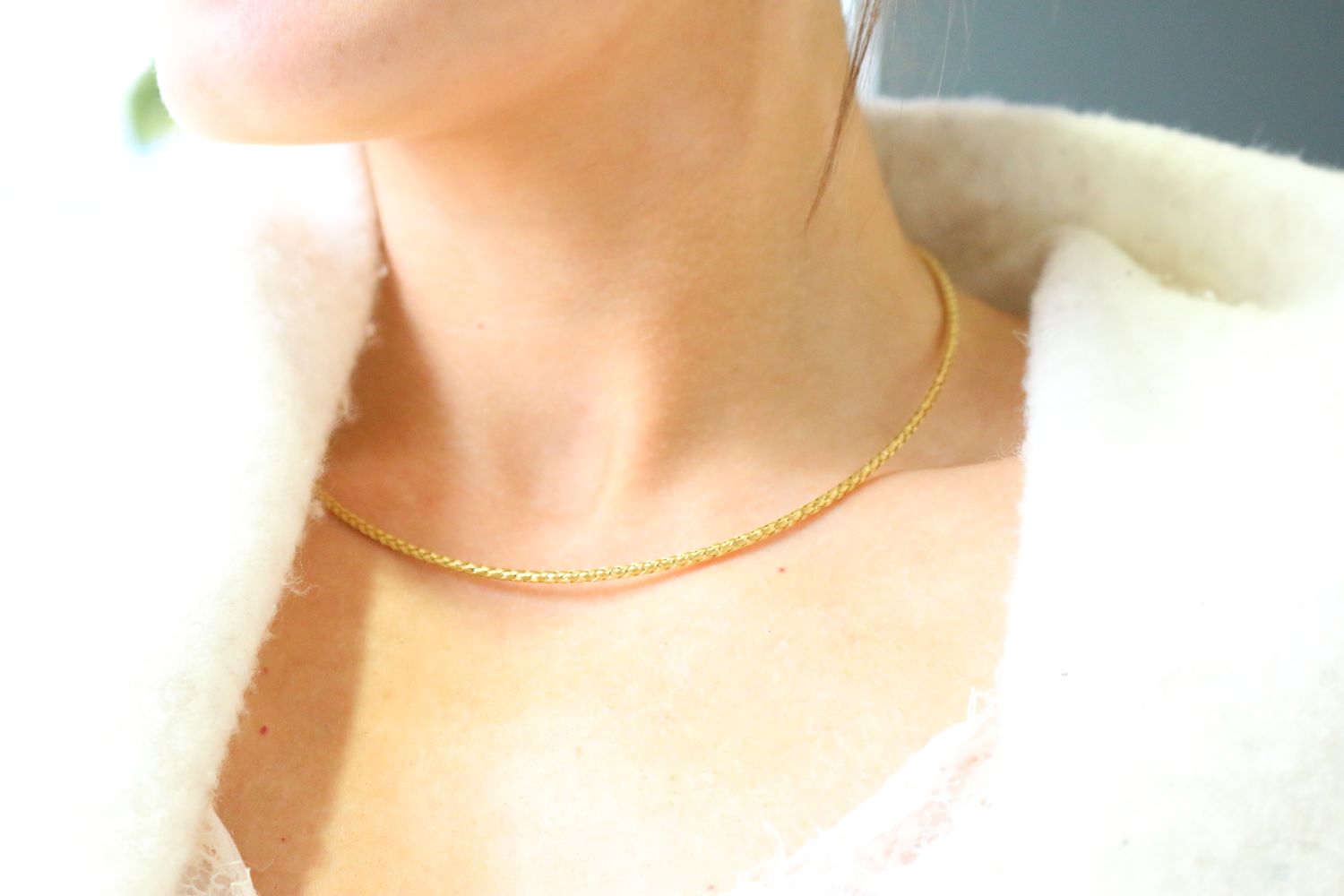 14ky Italian Woven Fancy Collar Style Necklace 16.25"