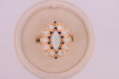 14ky Opal & Blue Sapphire Ring