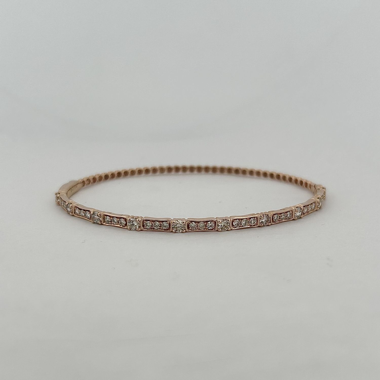 14k Rose Gold 1.25ctw Natural Diamond Fancy Bubble Style Bangle